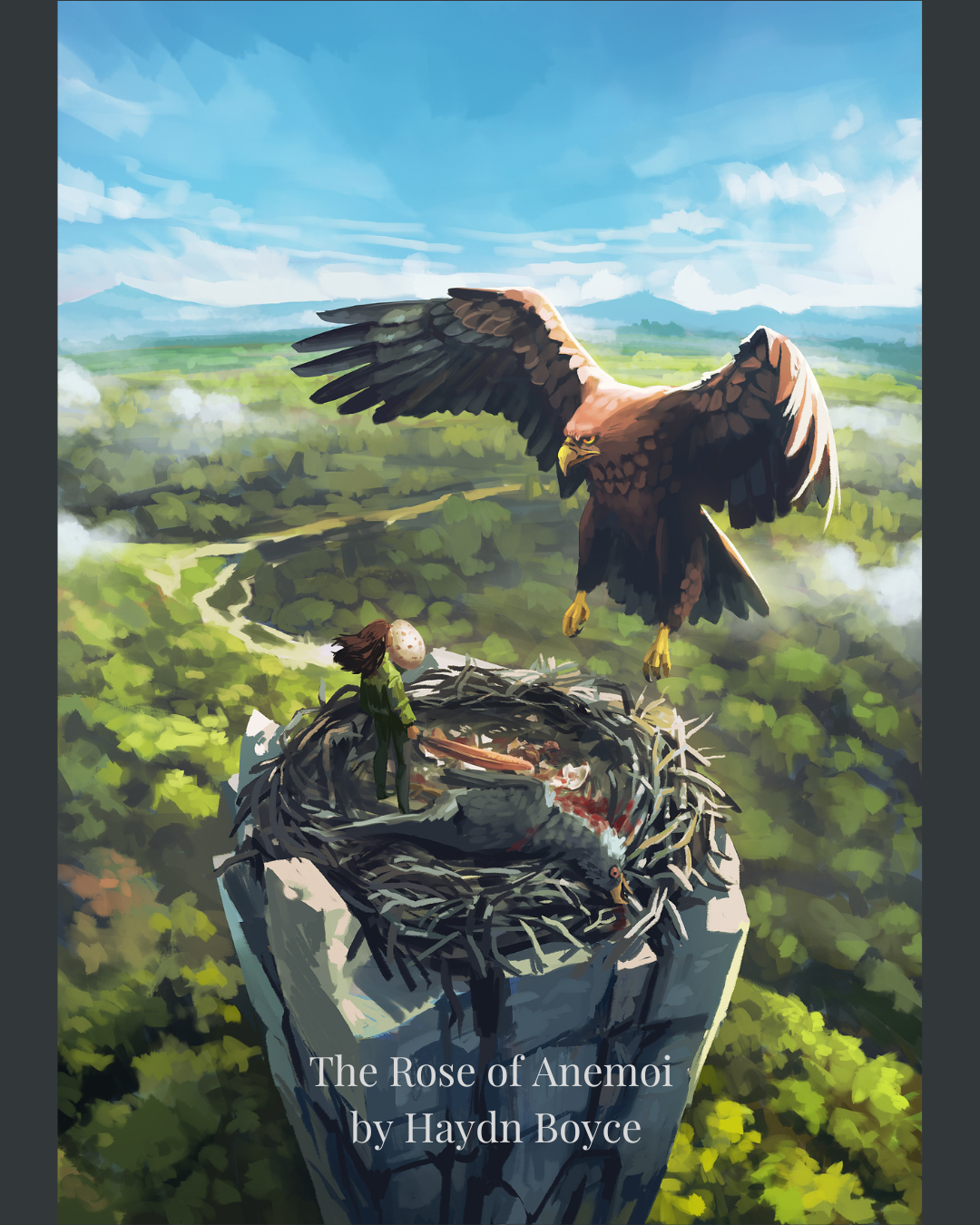 The Eagle’s Eyrie, illustrated scene from The Rose of Anemoi